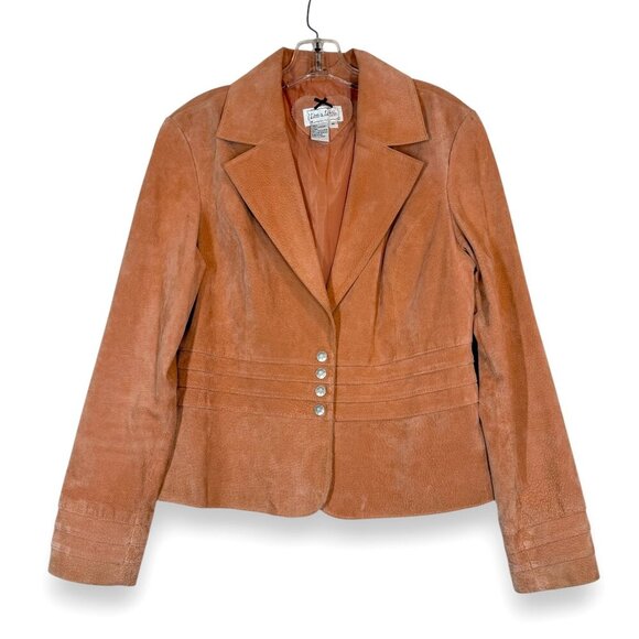 Live a Little Suede Leather Blazer Jacket Orange Western Boho Chic Y2K Medium - Picture 10 of 10